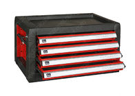 Gabinete multifuncional de acero del top de la caja de herramientas, pecho de herramienta negro rojo del metal con los cajones