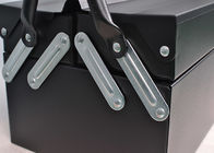 Negro 18&quot; caja de herramientas voladiza del pequeño metal de 3 bandejas con 2 manijas para almacenar las herramientas